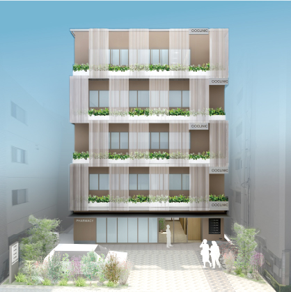 芦屋宮塚町クリニックビル外観イメージパース